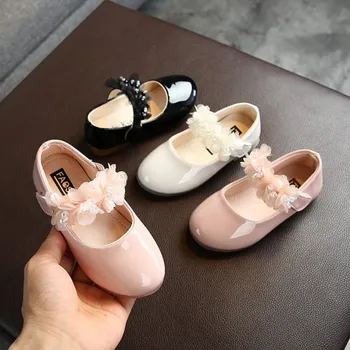 Apartamentul Copii Fete Pantofi de Piele de Moda de Flori Anti-Alunecare Adidasi Casual Copilul Moale cu Talpi Printesa PU Pantofi de Mers pe jos Cârlig&Bucla