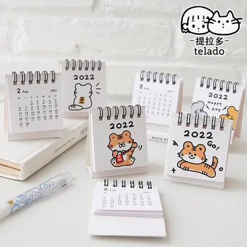 2022 Drăguț Animale Desene Animate Portabil Calendar Homeoffice 365 Desktop Simplu Mini Drăguț An Mic Calendar De Birou Papetărie Kawaii