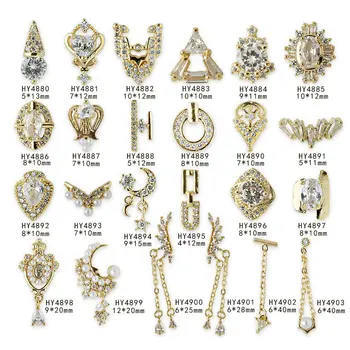 5pcs noi Japoneze 3D aripi de unghii bijuterii zircon lanț de unghii pearl pandantiv cristal de lux de metal de unghii Decorarea unghiilor Farmece