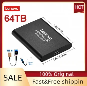 Lenovo Hard Disk Extern 2TB Portable SSD, USB3.1/Tip C Solid state Hard Disk de Mare Viteză Dispozitiv de Stocare Pentru Laptop-uri/Desktop/PC