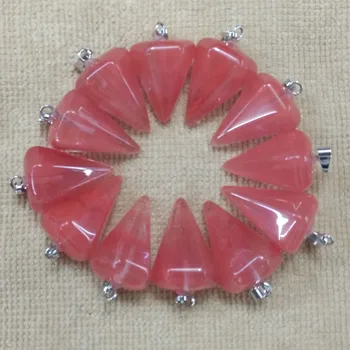 En-gros de 12pcs/lot de Moda pepene roșu piatră hexagon pyramis forma de pandantive farmecele pentru a face bijuterii transport gratuit
