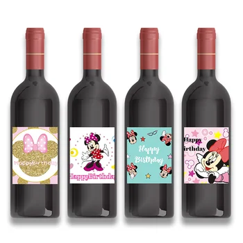 6pcs Disney Minnie Desene animate Personalizate Sticla de Vin Etichete Autocolante Personalizate Copii, Petrecere Copil de Dus Decora Ambalare