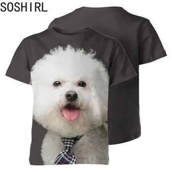 SOSHIRL Bichon Frise Câine Drăguț Animale Tricouri Imprimate Moda Grafic Vara Top Hip Hop Streetwear Harajuku Femei Barbati Haine