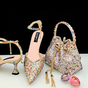 Carol Petrecere a Subliniat Toe Pantofi Stiletto Și Șapte Culori Moliciune Sac de Mici Nigeria Petrecere de Moda pentru Femei Pantofi si Geanta