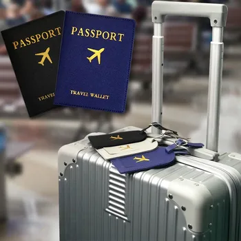 Pașaport Coperta din Piele Pu ID-ul de Călătorie Card de Credit, Pașaportul Titularului de Pachete de Portofel Geanta Femei de Saci de Bagaje Numele Titularului Cardului de Tag-uri