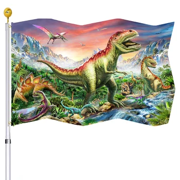 Jungla Dinozaur Pavilion Dino Jurassic World Flags Interior Casa Verandă în aer liber, Decor în Culori Vii Steaguri Bannere cu Garnituri de Alama