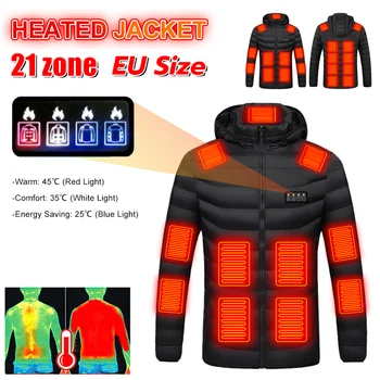 Iarna în aer liber Bărbați Femei UE, Dimensiune 21 de Zone Încălzite Jacheta de Încălzire Reglabilă Haina USB Alimentat Strat Termic pentru Schi Camping