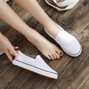 Pantofi albi Femei Aluneca pe Panza Mocasini Unisex Casual Pantofi de Vară Confortabil Vulcanizat Pantofi de Mens Formatori Zapatos De Hombre