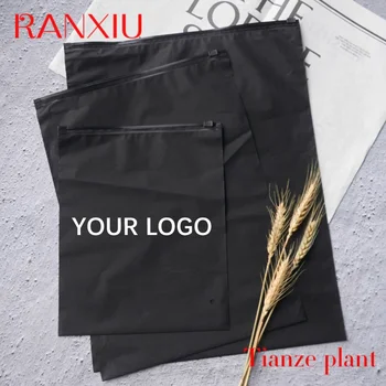 Personalizate de imprimare personalizate logo-ul de plastic cu fermoar slider mat negru mat de blocare zip compostabile ambalare sac pentru haine