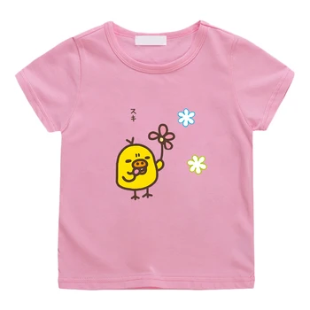 Drăguț Așa Pui Galben cu Flori T-shirt pentru Baieti/Fete pentru Copii Desene animate Tee-tricou 100% Bumbac Casual Imprimare Tricou