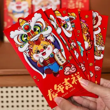 6Pcs 2024 Festivalul de Primăvară Plicuri Roșu Anul Dragonului Anul Nou Chinezesc Noroc Sac de Bani Pachete Roșu Hongbao Lunar An Decor