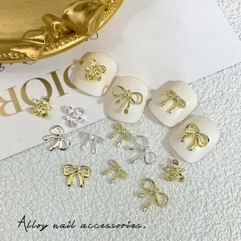 20buc/Set Japonez Bowknot 3D Unghii Strasuri Aur, Argint Flori Decoratiuni de Arta Unghiilor pentru Femei Accesorii Manichiura