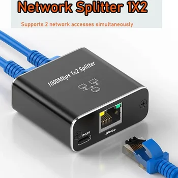 1000Mbps Ethernet Conector Adaptor USB TypeC 5V Alimentat Splitter, de la 1 la 2 RJ45 Adaptor Extender