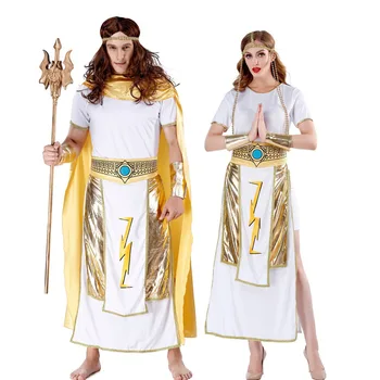 Halloween Egiptul Antic Faraon Egiptean Costum pentru Bărbați Regele Cleopatra Regina Cosplay Petrecere de Carnaval Medieval Cuplu Rochie de Petrecere