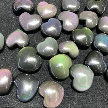 25mm Naturale Curcubeu Obsidian inima în formă de piatră prețioasă cristal sculptate puffy inima pentru design de bijuterii 1 buc