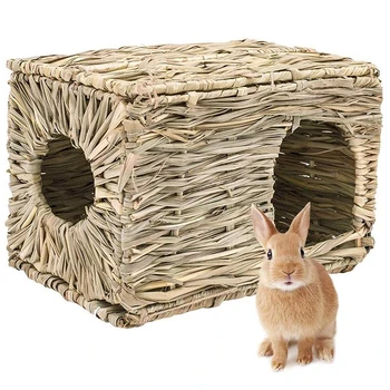Pliabil Țesute Iepure Cuști De Animale De Companie Hamster, Cobai Bunny Iarba Jucarie Mat House Bed Cuiburi Pentru Animale Mici De Iepure Accesorii