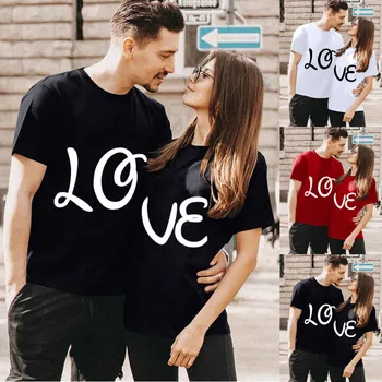 Barbati pentru Femei T-Shirt cu Ziua Îndrăgostiților Dragoste Print Tee-Shirt Cuplu-Tricouri Festiv Prietenul Tee Iubitor de Topuri Combinezon