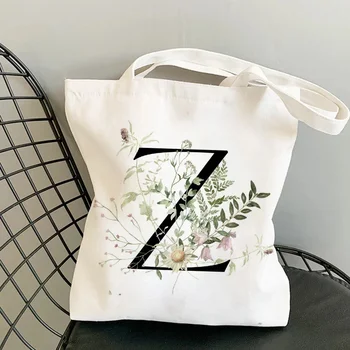 Planta de imprimare panza de sac geantă de umăr femeii de moda bumbac scrisoare de cumpărături cumparator doamnelor genți de mână tote pungi pentru femei 2021