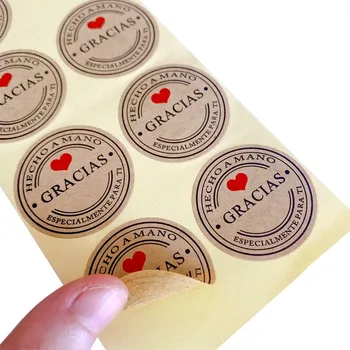 100buc/sac 35mm GRACIAS Kraft Roșu Dragoste Inima de Etanșare Autocolant Auto adeziv DIY Etichetă de Hârtie