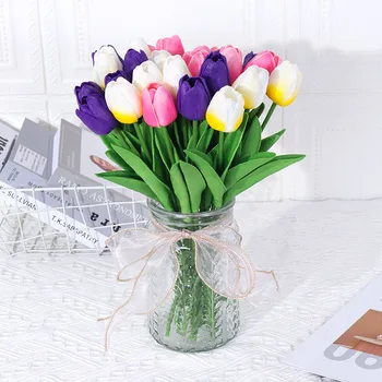10buc Mini PU Artificiale Tulip Aranjament floral de Nunta Decor Acasă Floare Material Buchet de Mână Decor Mariage