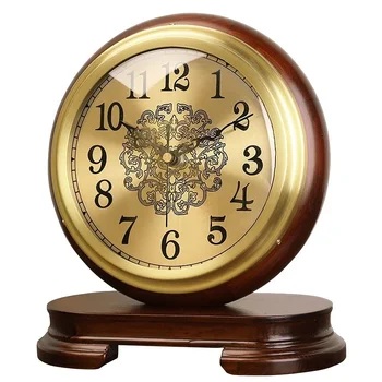 1 BUC Lemn Masiv de Alamă Mantel Masă Ceas de Masă, Ceas Mantel Decor Vintage Ceas de Birou, Decor Ceas pentru Acasă