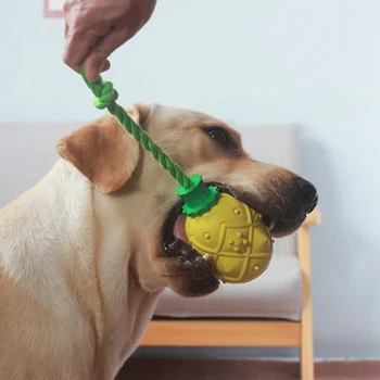 Desene Animate Ananas Animale De Companie Coarda Nod Jucarie Din Cauciuc Rezistent La Câine Curățarea Dinților Jucărie Molar Animal De Casă Supplies Câine De Formare Accesorii