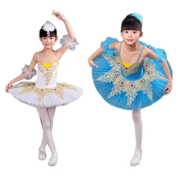 Tutu de Balerină Copil Patinaj artistic Rochie de Balet pentru Adulți lacul Lebedelor Balet Dans Haine pentru fete Clatita