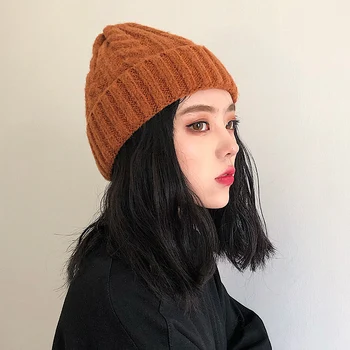 H3579 Femei Beanie Hat Toamna Iarna Cald Ureche De Protecție De Culoare Pură Tricot Chelioși Capac Coreea De Recreere În Aer Liber Fată Frumoasă Capace