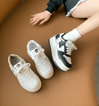 Eco Pantofi pentru Femei de Toate-Meci Casual Femei Adidași Rotund-Deget de la picior Modis Amestecat Culori de Toamnă Pană Coș 2023 Saboti Platforma de Apartamente