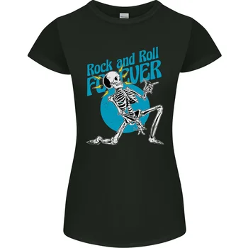 Rock & Roll Forever Air Guitar Scheletul Craniului Femei Minute Cut T-Shirt