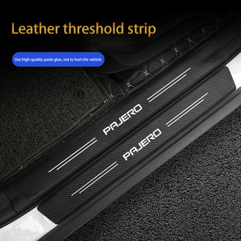 4buc Fibra de Carbon Mașină Pragului de Ușă Protector Pedala de bun venit Decor din Piele Autocolante pentru Mitsubishi Pajero V97 V80 V90 1 2 3 4 5