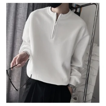Pulover barbati Primavara si Toamna Half Zip cu mâneci Lungi T-shirt Stil coreean Hidroizolatie Sus, Plus Dimensiunea Moda Casual Top B0019
