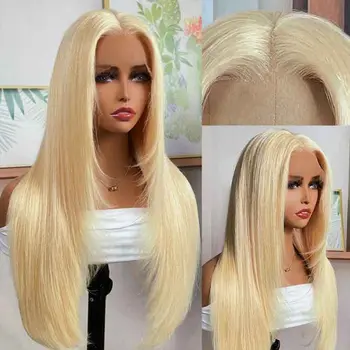 613 Blond Peruci Fata Dantelă 180% Densitate 13X4 HD Dantelă în Fața Peruca Drept Păr Uman Pre Smuls