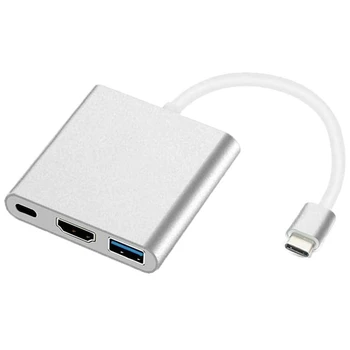 C USB la HDMI Adaptor, 3 în 1 Multiport USB Tip C la 4K HDMI, USB3.0 și USB C Livrare de Putere Convertor Port Compatibil