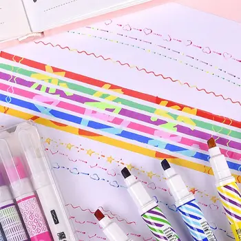 7pcs/set Uscat Rapid de Evidențiere Scrapbooking DIY Pictura de Mână Cont Marker Curba Pen Dublu Linie de Creion Contur Marker