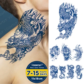 Semi-Permanent Dragon Chinezesc Tigru Suc De Cerneală De Durată Tatuaje Impermeabil Tatuaj Temporar Autocolante De Arta Corp False, Tatuaj Femei Bărbați