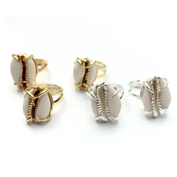 Cowrie Inele Bijuterii de Aur Naturale Cowrie Shell Inele cu Aur de 24k strim Cowrie Inele pentru Femei Charm Cadou en-gros 1BUC