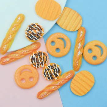 10buc/lot Rășină Pâine Biscuiți Cabochons Flatback Alimente Miniaturi Ornamente Materiale Meserii DIY Decorare