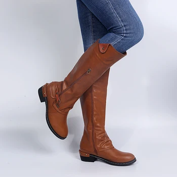 Dimensiuni 35-43 Cavaler de Moda Cizme Lungi Femei Pantofi Rotund Toe Cowboy, Cizme Platforma Pantofi pentru Fete Doamnelor Pantofi