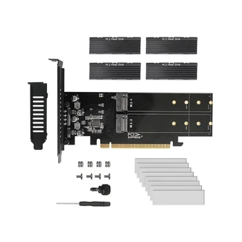 PCIe La M2 Adaptor de Card, PCIE X16 4 Port M2 NVME M pentru SSD Add pe Card PCI Express Card de Expansiune cu Radiator